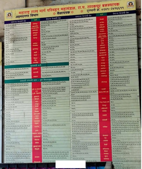msrtc tarakpur bus stand time table